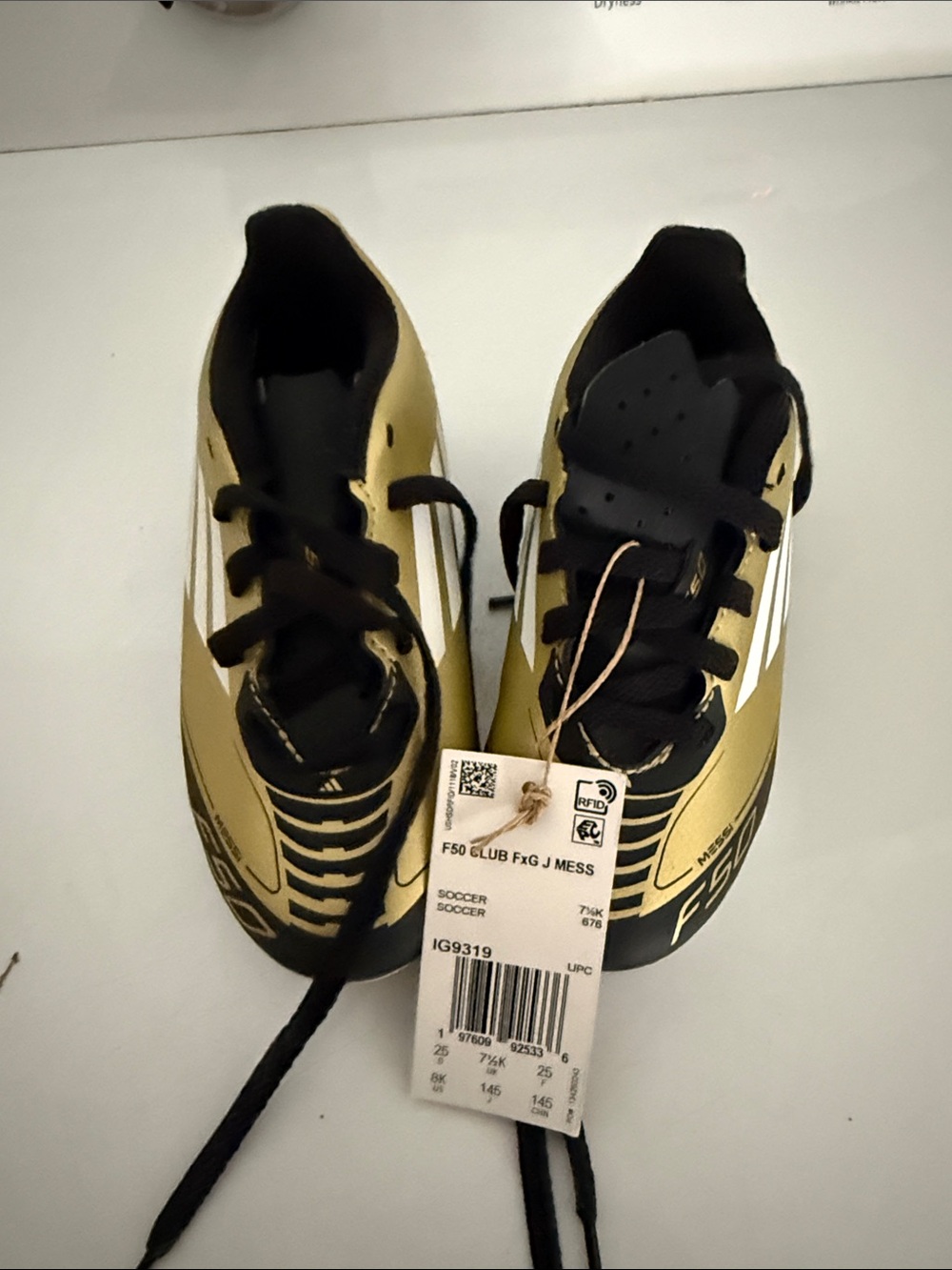 adidas Kids Gold and Black Soccer Cleats